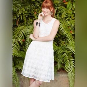 Matilda Jane Hello Lovely Smile Sweetly Lacy Dress Ivory Cream White Sleeveless